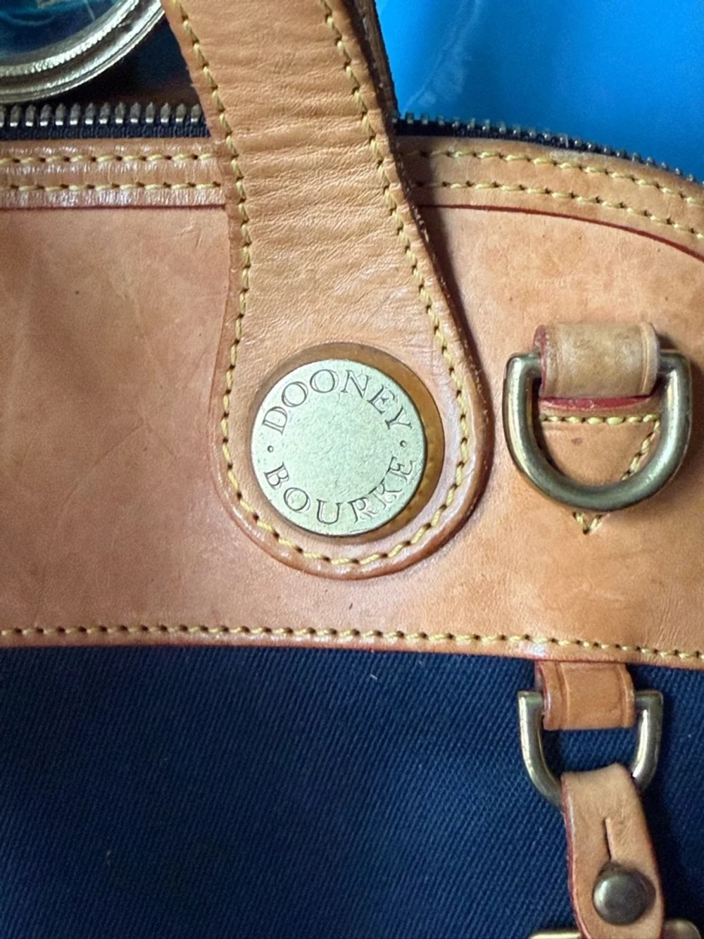Vintage Dooney & Bourke Black and Tan Leather Satchel